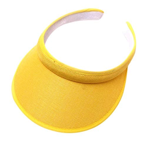 Image of Sun Visors for Women Men, Wide Brim UV Protection Sport Visor Cap Sunhats Adjustable Ponytail Baseball Hat for Golf Cycling Fishing Tennis Volleyball Running Jogging Yellow