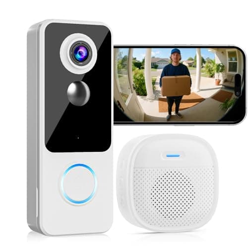 Image of Wireless Doorbell Camera with Chime,2K HD Smart 2.4G WiFi Door Bell Cameras,Head-to-Toe View, Battery Operated, PIR Motion Detection, 2-Way Audio, Night Vision, SD Card/Cloud Storage,Works with Alexa