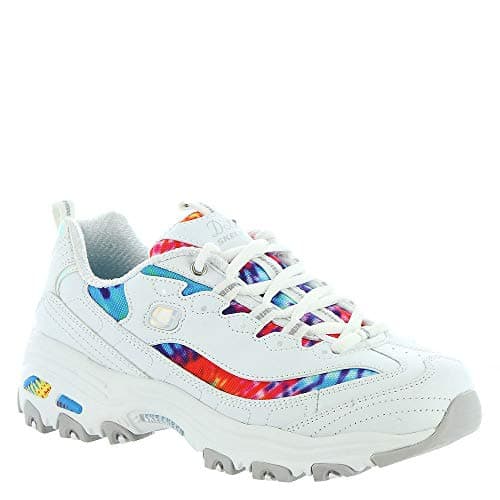 Image of Skechers Women's D'lites Summer Fiesta Trainers, White Leather Multi Mesh White Trim, 5 UK