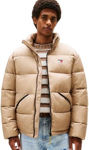 Image of Tommy Jeans Men's TJM Vail Puffer Ext Dm0Dm22040 Jacket, Beige (Coastal Taupe), XL