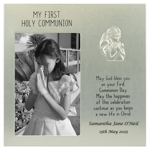 Image of Girl's 1st Holy Communion Gift, Personalised First Communion Photo Frame Gift For a Girl 19.5cm x 19.5cm