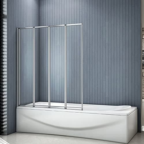 Image of 800x1400mm Height 4 Folding Pivot Shower Bath Screen Panel