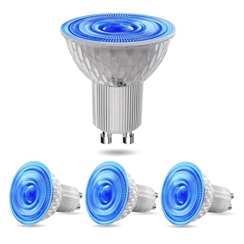 Image of BrightWish GU10 Blue LED Bulbs 5W – Coloured Spotlights for Decoration, Recessed Lighting, Party, MR16 GU10 Halogen Replacement – Pack of 4