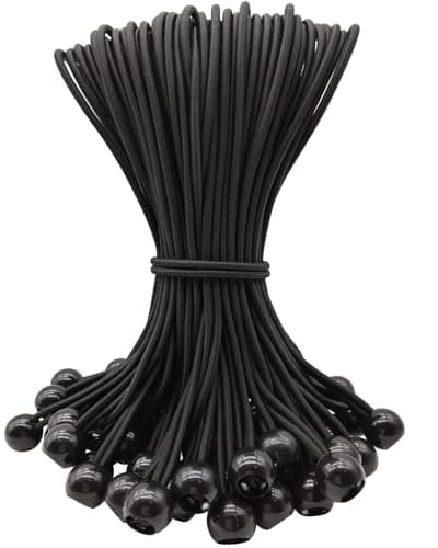 Image of WMZOBH Tarpaulin Bungee Balls 10 Inch - 50 Piece Bungee Cord with Balls, Small Bungee Cords Heavy Duty, Elastic Bungee Straps Short, Tie-Down, Adjustable Flag Bungees (Black)