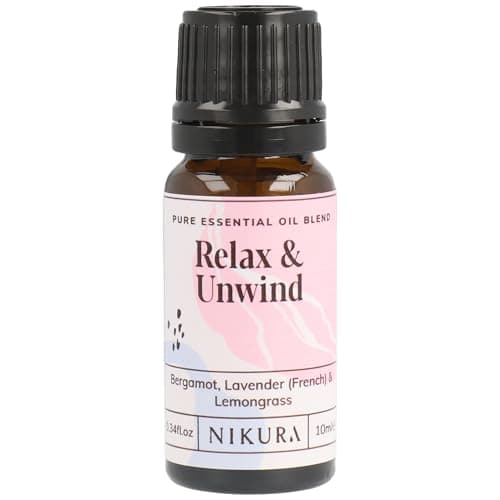 Image of Nikura Relax & Unwind Essential Oil Blend - 10ml | Made from Bergamot, Lavender, Lemongrass | for Relaxation, Aromatherapy, Diffusers, Soap Making, Candle Making | Vegan & UK Made