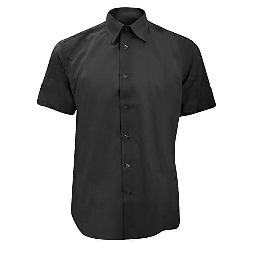 Image of Russell Collection Mens Short Sleeve Easy Care Tailored Oxford Shirt (17.5inch) (Black)
