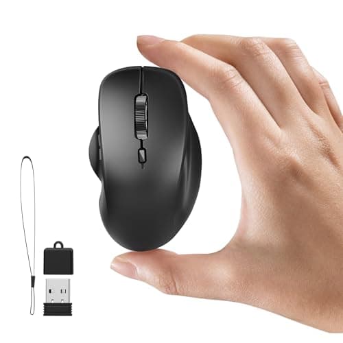 Image of Uiosmuph Mini Bluetooth Mouse, Rechargeable Wireless Mouse for Laptop, Tri-Mode (BT 5.1/5.0/2.4G) Silent Computer Mice with USB C Adapter, 1600DPI Small Portable Cordless mouse for Travel, Black