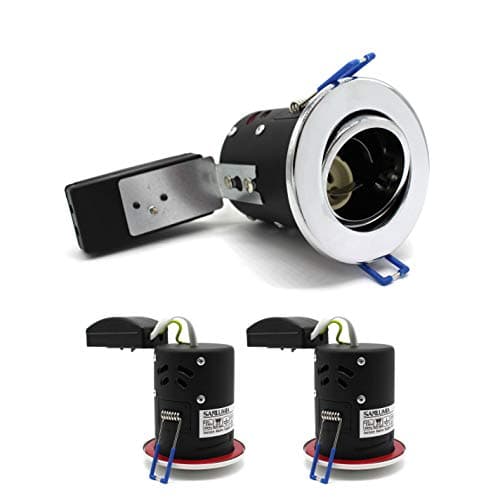 Image of sanlumia 2 X LED Fire Rated Downlight Can GU10 Recessed Ceiling Twist & Lock Interchangeable Tilted Downlight IP20 Chrome