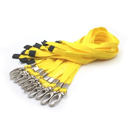Image of EasyBadge Yellow Lanyards for ID Badges with Safety Breakaways and Metal Clips - Pack of 10