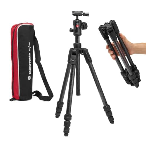 Image of Manfrotto Befree Advanced AS, Camera Tripod, Twist Lock, Compatible with Arca-Swiss, Portable, Compact Travel Tripod Kit, Ball Head, Carbon Photo Support, for DSLR, Mirrorless, Camera Accessories