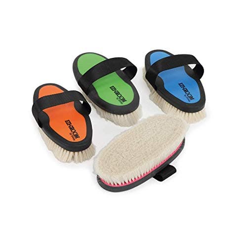 Image of Shires 1399 Ezi-Groom Grip Body Brush With Goat Hair Bright Blue