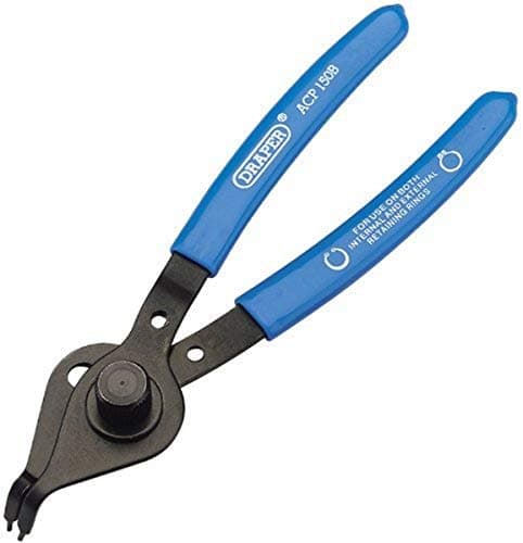Image of Draper 12492 Bent Nose Circlip Pliers, Reversible,Blue, 150mm