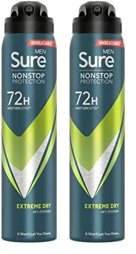 Image of Sure NonStop Protection Extreme Dry with MotionSense technology Anti-perspirant Aerosol anti-perspirant deodorant spray for 72h sweat and odour protection (Pack of 2)