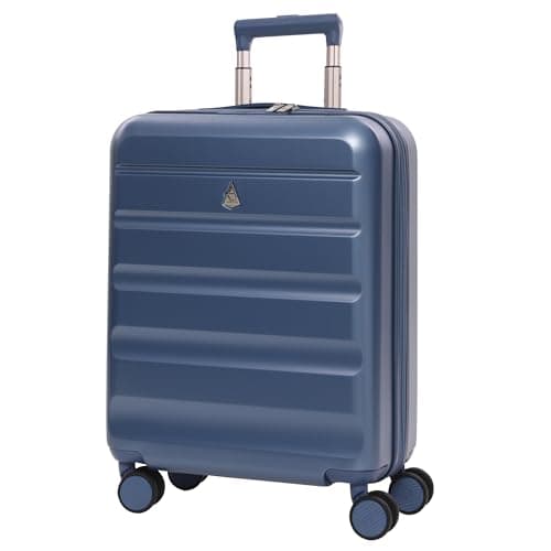 Image of Aerolite Expandable 55x40x20cm to 55x40x23cm Ryanair Priority Wizz Air Priority & More Max Size Lightweight Hard Shell Carry On Hand Cabin Luggage Suitcase 55x40x20 55x40x23 with 4 Wheels (Blue)