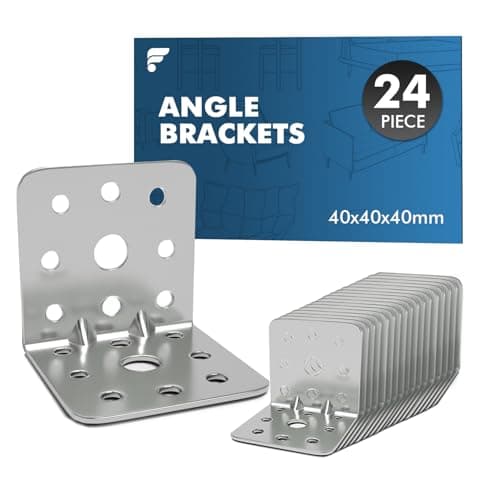 Image of 24PCS 40x40x40mm Heavy Duty Angle Brackets, Galvanised L Brackets for Wood, 1.5mm Thick Metal Corner Brackets, Reinforced Ribbed Right Angle Brackets for Shelves, Furniture, DIY Joint Repair Connector