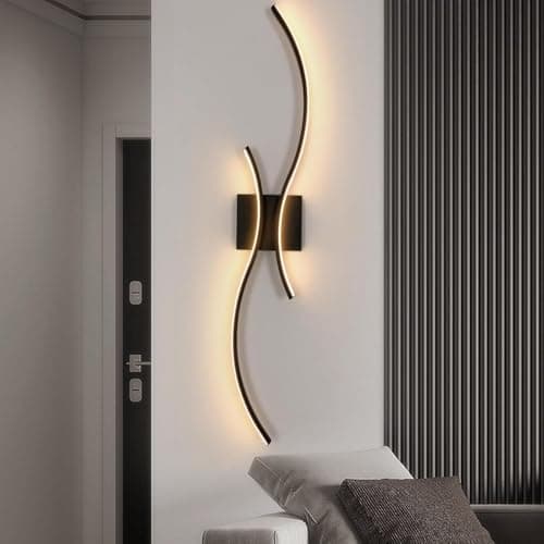 Image of Comely Modern LED Wall Lights Indoor, 27W LED Wall Light Warm White 3000K, Long Wall Sconce for Bedroom Living Room Dining Room Corridor Hallway (Black)