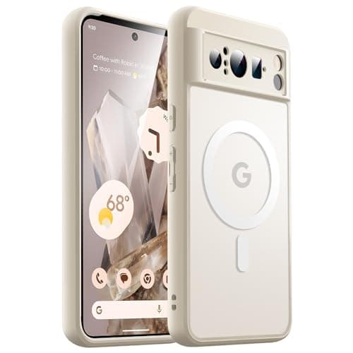 Image of JETech Magnetic Case for Google Pixel 8 Pro 6.7-Inch 2023, Compatible with MagSafe, Translucent Matte Back Shockproof Phone Cover (Porcelain)