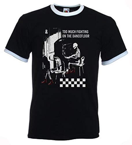 Image of Ghost Town Too Much Fighting The Specials Contrast Ringer T-Shirt (Small, Black)