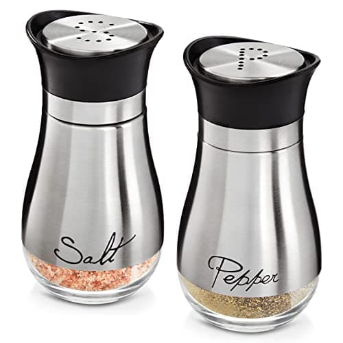Image of Juvale Salt and Pepper Shakers Stainless Steel and Glass Set