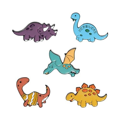 Image of Dinosaur Enamel Pins Cute Style Predator Brooches Lapel Badges Pin Cartoon Animal Brooch Badge Pins Kawaii Dinosaur Enamel Pins Set for Jackets Clothes Bag