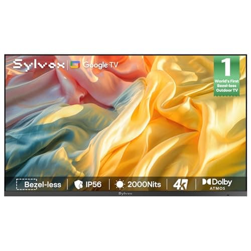 Image of SYLVOX 65 Inch Outdoor TV, Ultra-Narrow Bezel, 2000 Nits for Full Sun Areas, 4K Smart Google TV, Dolby Atmos, IP56 Waterproof All-Metal Housing for Garden Poolside Commercial (Frameless Pro)