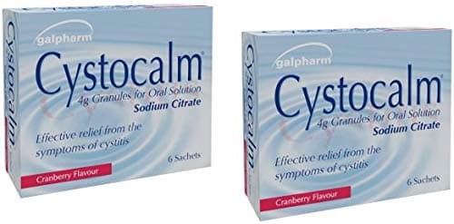 Image of Set of 2 Pack Cystitis Relief from Burning Pain, Cystocalm 12 Sachets 4g Granules Cranberry