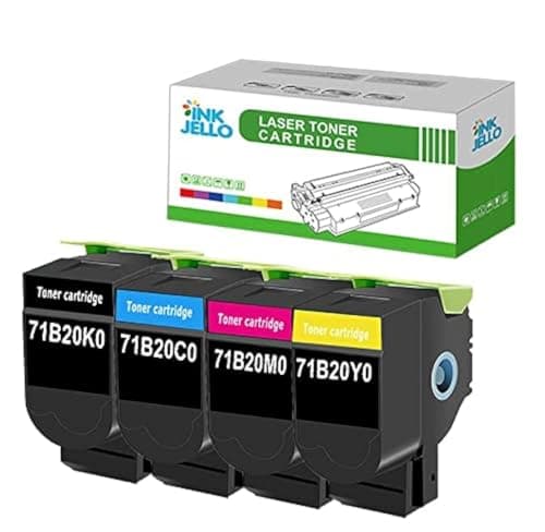 Image of InkJello Toner Cartridge For Printer, Compatibile with Lexmark CS317dn CS417dn CS517de CX317dn CX417de CX517de CX317 (Black/Cyan/Magenta/Yellow, 4-Pack)