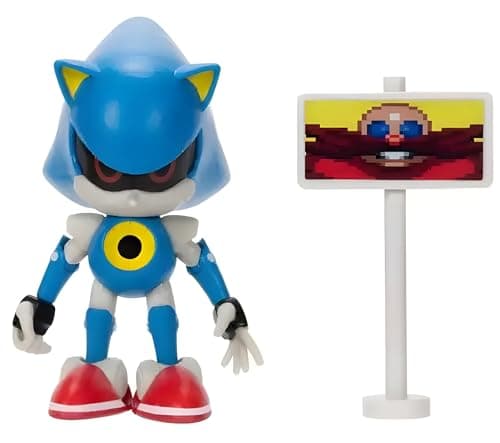 Image of JAKKS Pacific Sonic The Hedgehog Figure Metal Sonic w/Dr. Eggman Goal Post 4" Figure