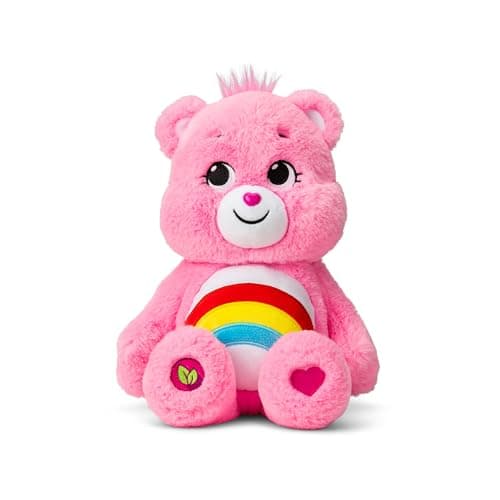 Image of Care Bears | Cheer Bear 35cm Medium Plush | Collectable Cute Plush Toy, Cuddly Toys for Children, Soft Toys for Girls and Boys, Cute Teddies Suitable for Girls and Boys Ages 4+ | Basic Fun 22061