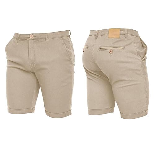 Image of Crosshatch Mens Stretch Slim Fit Chino Shorts with Pockets for Summer, Holiday, Golf by Jeanbase Beige 32