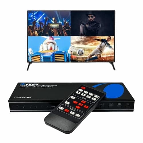 Image of OREI 4K UHD-401MV Multi-HDMI Viewer 4 in 1 Output 4 Port Switch Seamless Infrared Remote Control Support 4K@60Hz 1080P for PS4/PC/DVD/Security Camera, HDMI Switch