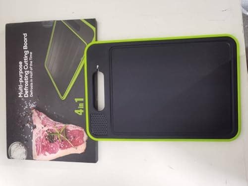 Image of 4-in-1 Miracle Melt Defrosting Board & Chopping Board - Dual-Side Aluminum Alloy Fast Thawing Tray with Grater, Built-in Knife Sharpener, and Hanging Handle (Food-Grade Safe)