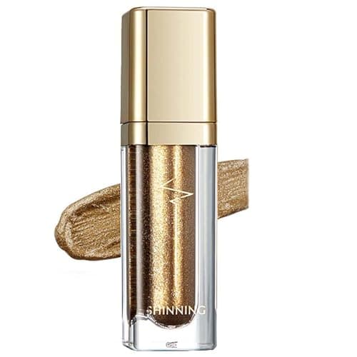 Image of Metallic Liquid Glitter Eyeshadow - Long Lasting Waterproof Matte Shimmer - Highly Pigmented Sparkly Eye Shadow - Easy to Blend - with Eyeliner Pen - Gold