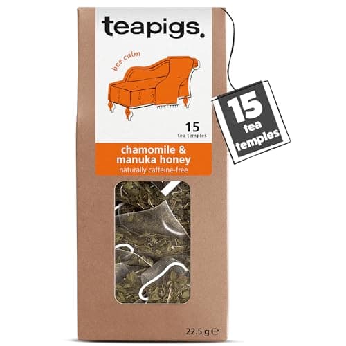 Image of teapigs Chamomile & Manuka Honey Tea Bags - Soothing Camomile Herbal Tea Infusion with Manuka Honey - Naturally Caffeine-Free Detox Tea - 15 Biodegradable Tea Bags
