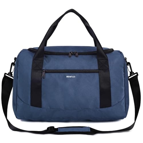 Image of ECOHUB Ryanair Cabin Bags 40x20x25 Underseat Cabin Bag with Shoulder Strap Travel Hand Luggage Bag Holdall Bag Carry on Overnight for Women and Men Weekend Bag Hospital (Blue)