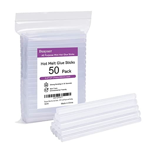 Image of Beayuer Mini Hot Glue Sticks 7mm x 100mm 50 Pack for Most Small Hot Melt Glue Gun Clear Hot Melt Adhesive Sticks Perfect for DIY Craft Projects and Sealing