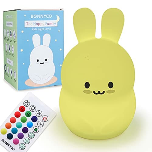Image of BONNYCO Night Light Kids with Remote and Touch Control 16 Colours. Rabbit Baby Night Light with Timer, Kids Lamp Silicone BPA Free. Cute Lamp Nightlights for Bedroom, Gifts for Girls Boys