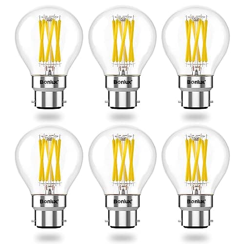 Image of Bonlux 6pack B22 Bayonet LED Light Bulbs Dimmable 6W B22 LED Bulbs 60W Equivalent 2700K Warm White G45 Golf Ball Bulb GLS Energy Saving BC LED Filament Bulb Clear Glass for Chandelier,Table Lamp