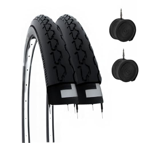 Image of 2 Tyres 24 x 1 3/8 (37-540) + Inner Tubes Black Tyre Covers for Wheelchair/Wheelchair 24 Inches
