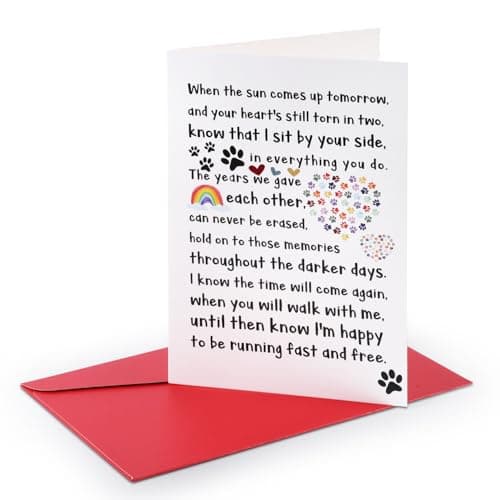Image of Pet Sympathy Card, Loss of Pet Sympathy Memorial Gift Dog Card Deepest Rainbow Bridge Bereavement Cards Dog Condolence Card for Family Friends Dog Cat Lover