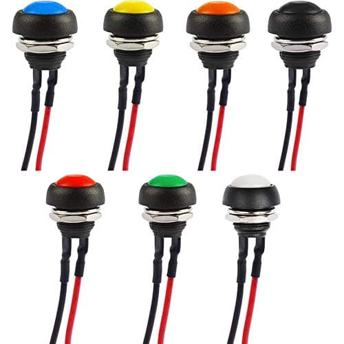 Image of RUNCCI-YUN 7pcs 12mm Waterproof Momentary Push Button Switch, Mini Push Button Horn Switch, round push button switch, push button switch 12v,momentary power switch, with Pre-soldered Wires