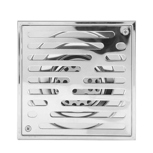 Image of Square Shower Floor Drain Floor Drain, Floor Drains with Removable Cover Grid Grate, 110mm 150mm Stainless Steel Kitchen Bathroom Shower Floor Drains (150 * 150mm (large diameter