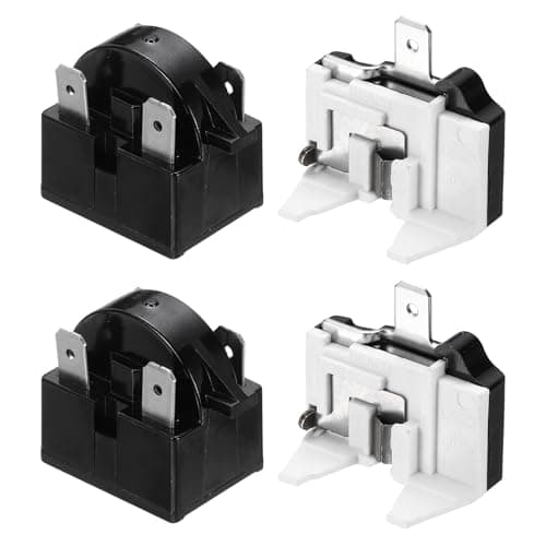 Image of sourcing map 2 Set PTC Refrigerator Starter Relay 22 Ohm 4 Pin and 1/2HP Freezer Overload Protector for Fridge Cooler Compressor