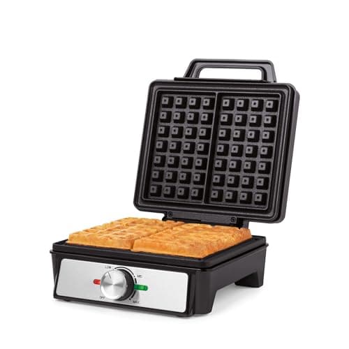 Image of Salter Waffle Maker Machine – Non-Stick Dual Waffle Iron Plates, Deep Fill Belgian & American Waffle Machine, Adjustable Temperature Control, Cool Touch Handle, Savoury Snacks & Desserts, 1600W