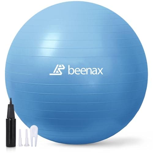 Image of Beenax Thick Strong Exercise Pregnancy Ball 55cm 65cm 75cm, Anti-Burst Gym Swiss Ball with Pump Included for Yoga, Fitness, Labour, Pilates, Stability, Balance