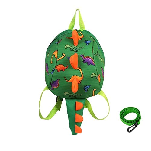 Image of TOPWAYS Kids Dinosaur Backpack Boys Girls Toddler Rucksack, Cartoon Safety Anti-Lost Strap Rucksack with Reins, for 1-5 Years Old Toddler (Green)