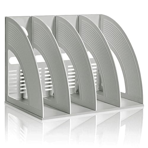 Image of KXF Arched File Organiser Desktop Organizer for A4 Documents File Folder Holder Office Desk Storage Kitchen Organiser Plastic Magazine Rack Dividers 4 Compartments Frame Cabinet For Home School