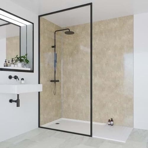 Image of Travertine Marble Shower Panels 1m x 2400mm x 10mm Easy to Install PVC Made Wet Wall Panels