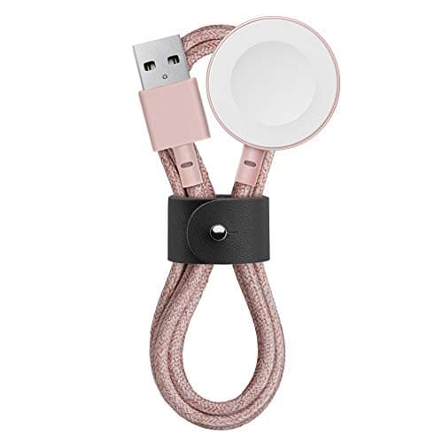 Image of Native Union Belt Watch Cable - 4ft Ultra-Strong Reinforced [MFi Certified] Durable USB Charging Cable Compatible with Apple Watch, Leather Strap (Rose)