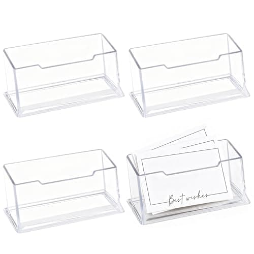Image of Clyndora 4-Piece Acrylic Business Card Display Set for Professional Desks, Exhibitions, and Office Use - Holds 30-50 Cards